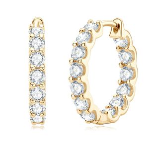 Stud IOGOU Hoops 100% 925 Sterling Silver Real 3mm Moissanite Earrings Women Sparkling Jewelry Gifts GRA Certificate 14K Gold Plated