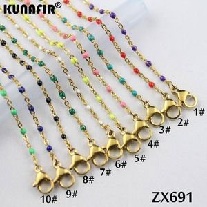 Necklaces 10pcs20pcs golden color 1.5mm cross chain with colors resin stainless steel necklace women fashion jewelry ZX691DG