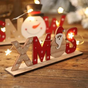 Christmas Decorations For Home Wooden Letter Santa Ornaments Xmas Year Dinner Party Table Decors Navidad 2023Christmas