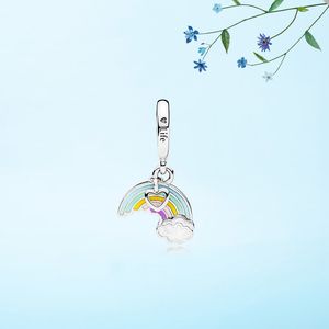 Verklig Sterling Silver Rainbow Dangle Charm för Pandora Designer smycken gör komponenter armband charms halsband hänge charm med original box grossist