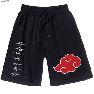 Herrt-shirts anime ninja röda moln shorts gay lesbisk gymträning shorts gåva J230522