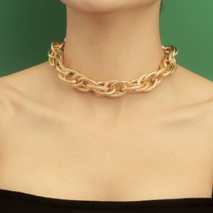 Luxury Jewelry Street Hip-Hop Fashion Stitching Simple Necklace Woman överdriven enskiktsgeometrisk aluminiumkedja Halsband Alla hjärtans dag 01