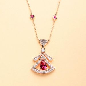 Halsband 925 Sterling Silver Necklace For Women AAA Zircon String tom Fan Pendant Luxury clavicle chain smycken gåva