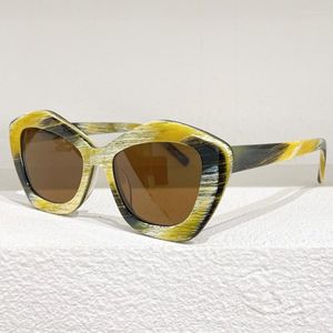 Sonnenbrille SL68 Acetat Unregelmäßige Cat Eye Frau Trend Original Marke Streifen Mischfarbe Personalisierte Gläser Für Männer UV400