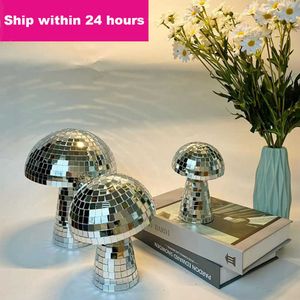 Novelty Items Disco Mirror Ball Decor Reflective Mushroom Shape Ball DJ Lighting for Party Room Table Bar Stage Wedding Home Retro Ornaments G230520