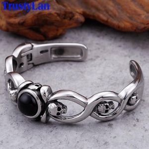 Bracciale rigido da 19 mm Bracciale aperto in acciaio inossidabile 316L Bracciale con teschio Braccialetti per uomo Accessori per gioielli da motociclista maschile gotico TrustyLan