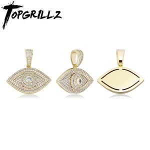 ネックレスTopgrillz Evil Eye Pendant Necklace Iced Out Micro Pave Cubic Zirconiaペンダントヒップホップロックファッションジュエリーギフト男性のための女性