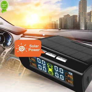 Ny ny skärm Solar TPMS -bildäcktrycksövervakningssystem Larm Auto Smart Control Extern trådlös däcktryckssensor