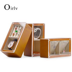箱Oirlv新しく固体木材時計ディスプレイスタンドマグネットスプリングペンダント収納ボックスジュエリーオーガナイザーStoragecase