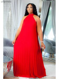 Sukienki swobodne czerwone sukienki w dużych rozmiarach 4xl 5xl kantar długi luźne szyfonowe stroje pullover bez rękawów