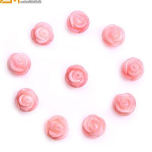 Crystal Geminside 10mm grossist naturlig rosform rosa korall halvt borrade pärlor för smycken som tillverkar 10 stycken för att sälja DIY -smycken