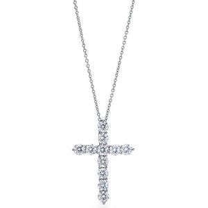 HOT TIFFAY Cross Necklace 925 Sterling Silver Diamonds Full Sky Star Plated With 18k Gold Diamond Pendant Collar Chain EJTL