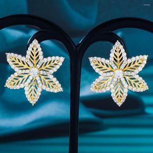 Dangle Earrings Siscathy Elegant Luxury Flower Leaves Fashion Cubic Zirconia Women Female Dress Engagement Party Wedding Bridal Earring