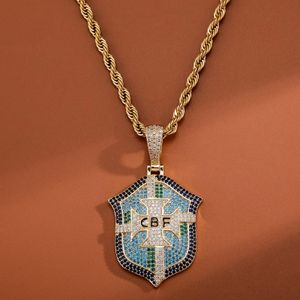 Collane in stile europeo e americano di alta qualità in argento dorato Brasile Ice Cravejado AAA + gioielli con ciondolo collana con zirconi cubici per regalo