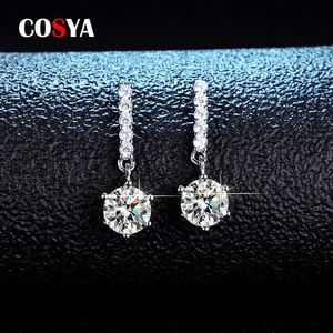 Stud COSYA Reale 1 Carati Moissanite Orecchini di Goccia Per Le Donne 100% 925 Sterling Silver Orecchini di Diamanti Festa di Nozze Gioielleria Raffinata Regali