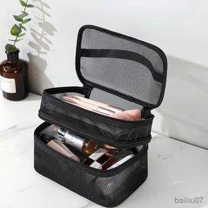 Astucci per cosmetici Astucci da donna in rete trasparente Ideale per cosmetici Kit per trucco e articoli da toeletta per il successo delle vendite di viaggi Borsa organizer per trucchi