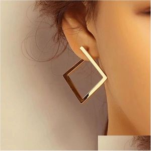 ABC Double Headed Stud Retro Minimalistiska fyrkantiga örhängen Geometriska modeörhängen Oregelbundna örhängen Överdrivna smycken Öppningstillbehör Drop Del del