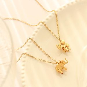 Pendant Necklaces Elephant Necklace Stainless Steel 18K Gold Plated Stitching Charm For Women Personality Animal Designer Jewelry