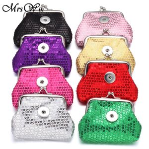 Bracelets 10pcs/lot Snap Button Jewelry Bracelet Bangles Shiny Sequins Coin Purses Small Wallets Pouch Girl Women Money Bag Christmas Gift