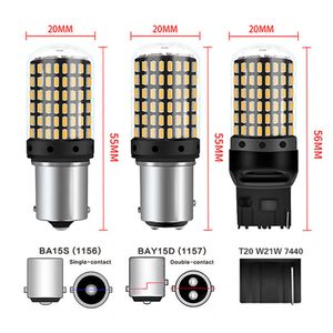 Samochód samochodowy 2 PCS 1156 BA15S P21W BAU15S PY21W 7440 W21W P21/5W 1157 BAY15D 7443 3157 żarówki LED 144SMD Lampa Canbus Lampa odwrotna światło sygnałowe skrętu