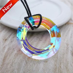Polish 30mm circle necklace charm For DIY Jewelry Making earrings Multicolors round crystal pendant Connector Finding Wholesale 20 pcs