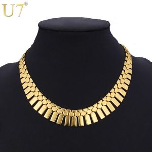 Necklaces U7 Gold Color Choker Necklace Big African Jewelry Sale Trendy Statement Tassels Bib Necklace For Women N348