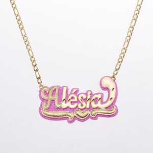 Necklaces 2020 New Double Plated Name Necklace Custom Acrylic Pendant Necklace Nameplate Gothic Necklace Drop Shipping