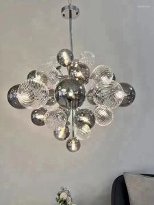 Chandeliers Lomin Modern LED Gray Glass Ball Hanging Lamps For Living Dining Room Suspension Lighting Bedroom