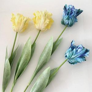 Decorative Flowers 1pcs 68cm Parrot Tulip Artificial Flower Silk Fake With Real Touch Bouquet For Wedding Decoration Home Garden Decor