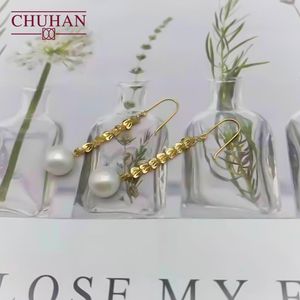 Knot CHUHAN Real 18k Gold Phoenix Tail Pearl Drop Earrings AU750 Ear Hook Natural Freshwater Pearls Gifts for Women Fine Jewelry