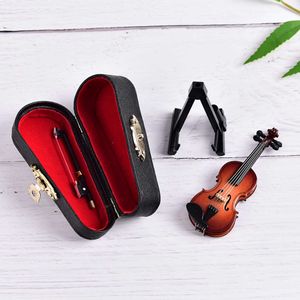 Itens de novidade personalizados Novo mini violino com suporte Miniature Wooden Musical Instruments Collection Ornamentos decorativos Modelo G230520