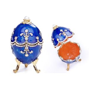 Boxes Enamel Painted Color Novel Pendant Jewelry Box Trinket Box Alloy Crystal Drill Faberge Egg Necklace Jewellery Organizer