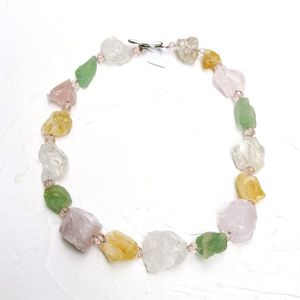 Colares Lii Ji Real Fluorite Limão Quartzo Rosa Quartzo Pedra Bruta Jades Alternar Fecho Enorme Colar Chunky 5254cm Dia das Mães Belo Presente