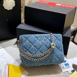 borsa firmata tote bag Mini borsa con patta Borsa a tracolla Messenger Borse a tracolla Denim Blue Purse Chain Strap Classic Timeless Elegance cc Purse designer wallet