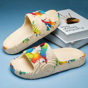 Leisure Eva Summer Mens tofflor Par Non-Slip Beach inomhus badrum lägenheter Ourdoor Slides Graffiti Tjock Sole Creative Casual 2 16