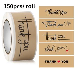 Hediye sargısı 150pcs Kraft Paper Teşekkür Eden Çıkartmalar Etiketler Dikdörtgen Sızdırmazlık Küçük Bsuiness Paketleri Hediyeler Çantalar Düğün Decorgift