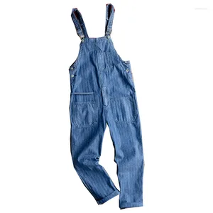 Men's Pants Fashion Blue Loose Jumpsuit Men Denim Bib Straight Jeans Hip Hop Street Casual Cargo