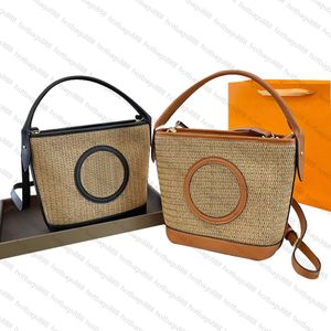 Designer Tote Bag Summer Beach Shoulder Bag Straw Bags Women Handbags Wicker Woven Female Bucket Lady Bag Travel Messenger Purse