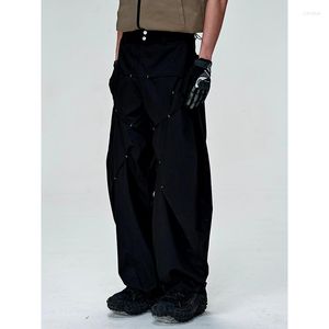 Calças masculinas 2023 homens Mulheres roupas Yamamoto Style Funcional Múltiplo de calça reta plissada amantes de plus size 27-46