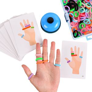 Blocks Kids Finger Ring Ping Game Dopasowanie kolorów Zabawki Interaktywne Gry Party Ręka Koordynacja oka Sensory Educational for Child 230520