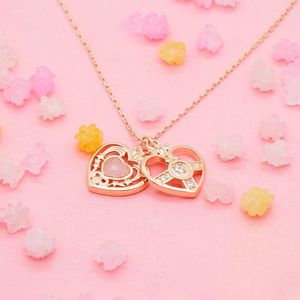 Necklaces Anime Sailor Moon Jewelry Double Layer Cosmic Heart Compact Necklace Pendant 925 Sterling Silver Jewelry For Couple Women Gifts