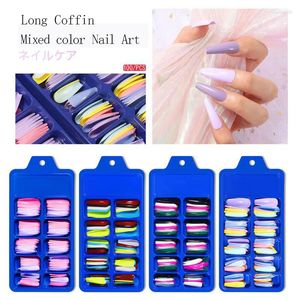 False Nails 100Pcs Mixed Color Long Ballerina Fake Full Cover Glossy Acrylic Tip DIY Beauty Manicure Extension Tools