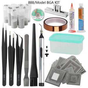 Set di utensili manuali professionali 888 / modello Riscaldamento diretto BGA Stencil Tools Kti Reballing StencilESD Pinzette Sfere per saldatura Pasta Flux Desolde