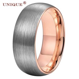 Anelli Gioiello unico Droppshipping all'ingrosso Coppia 6/8mm Fede nuziale classica spazzolata Anelli in carburo di tungsteno bombato per uomo Donna