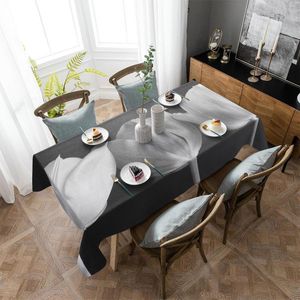 Table Cloth Tulip Flower Black And White Waterproof Home Decoration Tablecloth Party Kitchen Dinner Cover