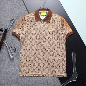 Estação européia de verão masculino nova camisa pólo masculino maré europeia flocos de lapela de lapela de camiseta All-Match Men Youth Top#je01
