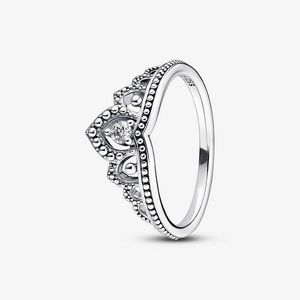 Anel de tiara de miçangas regal para Pandora autêntica jóias de designer da coroa de coroa de prata de prata para mulheres presentes de cristal anel de casamento com diamante com conjunto de caixas originais