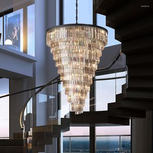 Ljuskronor duplex Building Villa Crystal Chandelier American Living Room Lamp Loft Luxury Hall Modern enkel dekorativ belysning