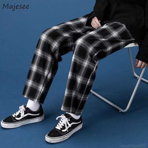 Men's Jeans Plaid Design Vintage Pants Men Plus Size 3XL Loose Teens Couples Chic Harajuku Japanese Style All-match Straight Trousers Simple