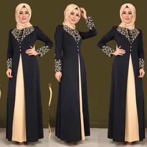 Этническая одежда Oten Elegant Printed Musslim Women Wear Abayas Root Patch и Button Party Женская тюрки мода Женская Дубай 230520